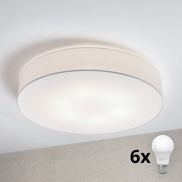 Brilagi - Candeeiro de teto LED SIRIJA 6xE27/60W/230V diâmetro 80 cm branco