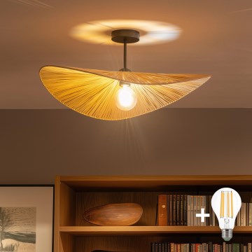 Brilagi - Candeeiro de teto LED sobreposto CERIA BOHO 1xE27/60W/230V diâmetro 60 cm preto/bege
