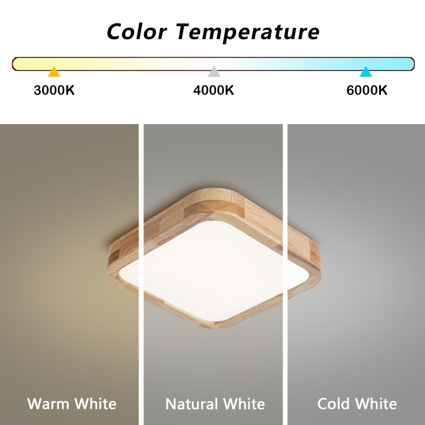 BRILAGI - Candeeiro de tecto LED WOODLINE SQUARE LED/32W/230V 3000/4000/6000K carvalho 30x30 cm
