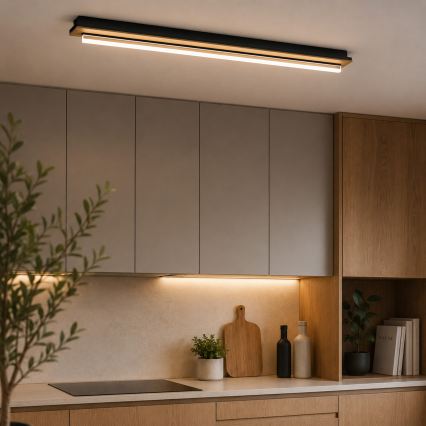Brilagi - Candeeiro de teto LED WOODY FLAT/25W/230V 118 cm carvalho/preto
