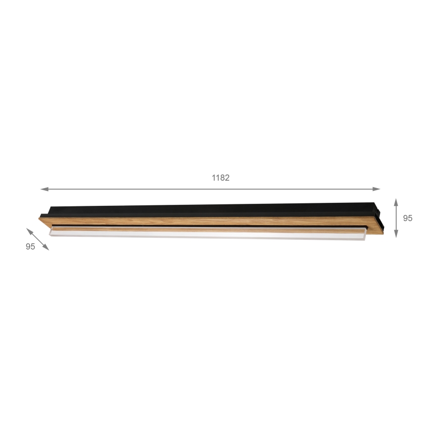 Brilagi - Candeeiro de teto LED WOODY FLAT/25W/230V 118 cm carvalho/preto