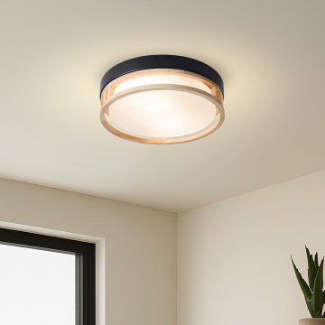 Brilagi - Candeeiro de teto ORINO 2xE27/40W/230V Ø 27 cm preto/carvalho