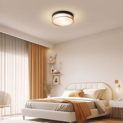 Brilagi - Candeeiro de teto ORINO 2xE27/40W/230V Ø 27 cm preto/carvalho
