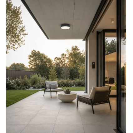 Brilagi - Candeeiro de teto para casa de banho com sensores de movimento e crepúsculo CLARE 1xE27/24W/230V Ø 20 cm antracite IP54