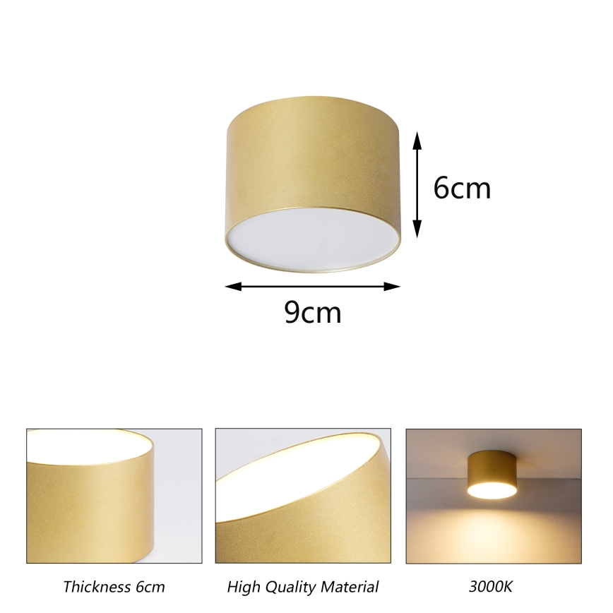 BRILAGI - Candeeiro de tecto para casa de banho FORIS LED/9W/230V Ø 9 cm dourado IP44 CRI 90