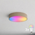 BRILAGI - Candeeiro de teto para casa de banho LED RGBW dimerizável CLARE 3xE27/12W/230V 2700-6500K Ø 40 cm IP54 bege