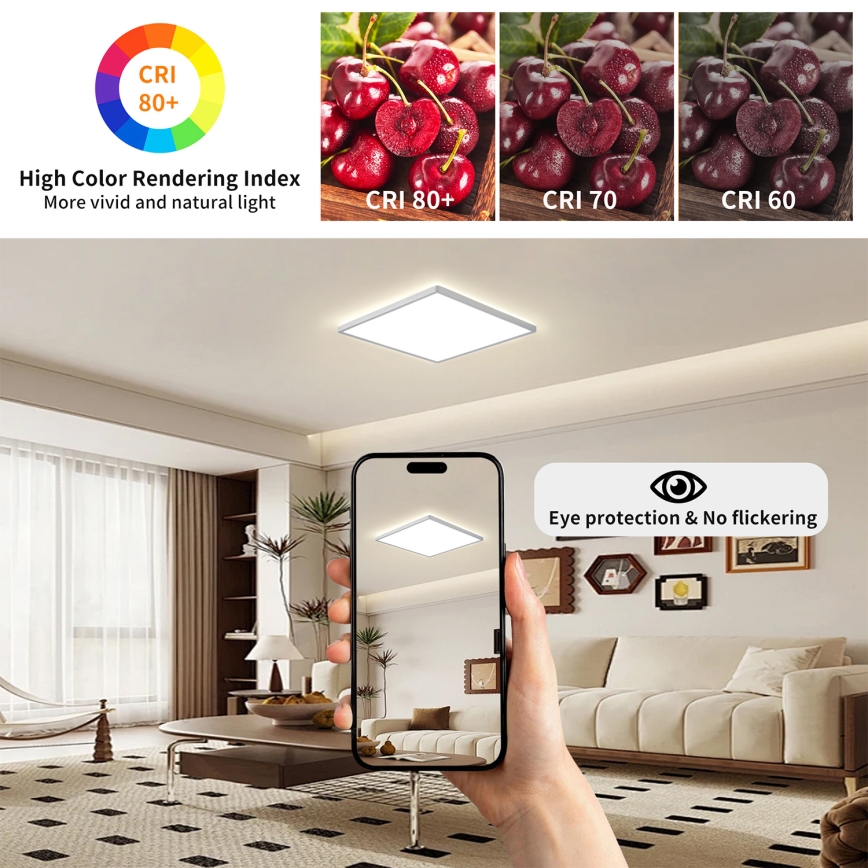 Brilagi - Candeeiro de tecto para casa de banho ULTRA FINO LED/24W/230V 42x42 cm prateado IP54