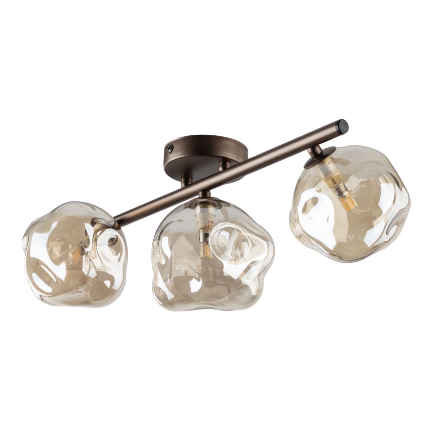 Brilagi - Candeeiro de teto raso VULCANO 3xG9/8W/230V bronze/vidro bege fumê