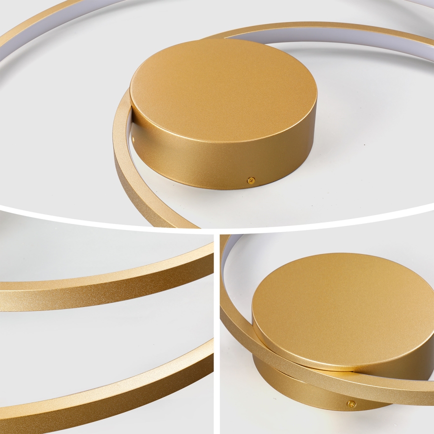 Brilagi - Candeeiro de teto LED dimerizável TWISTER LED/75W/230V 3000-6000K Ø 70 cm dourado + comando à distância