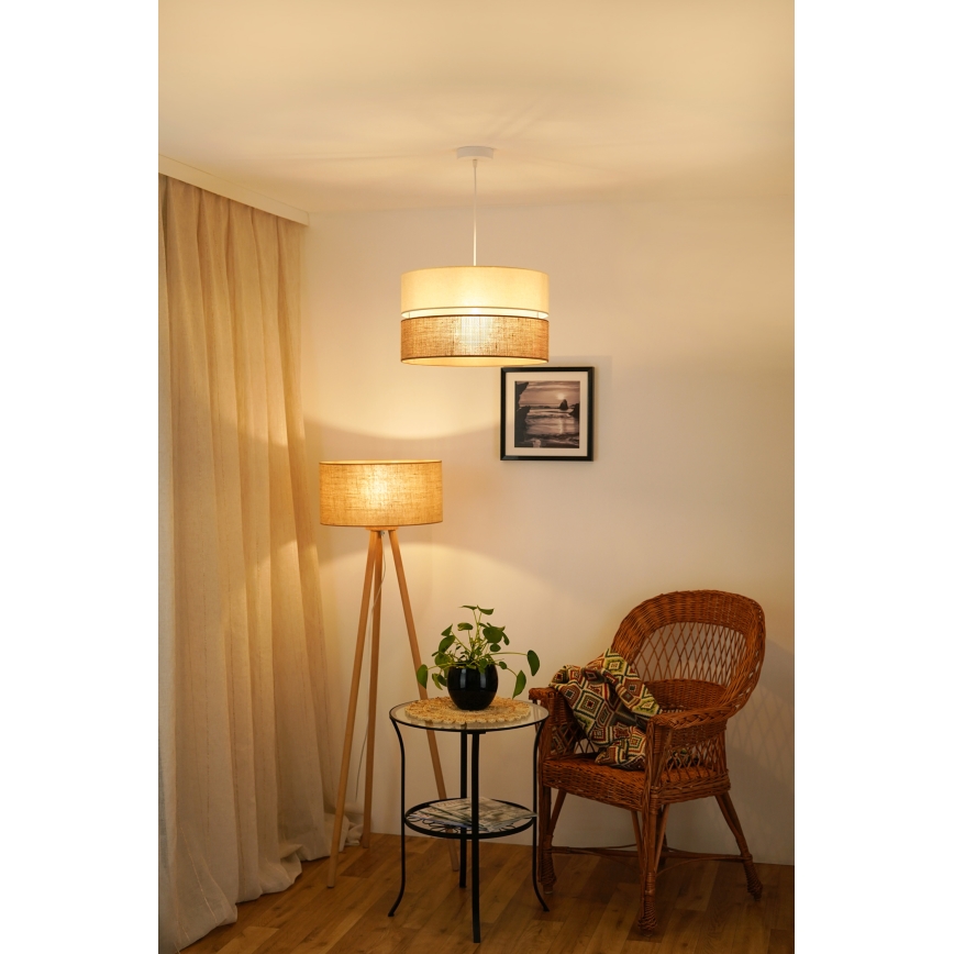 Brilagi - Candeeiro de teto suspenso ROYAL YUTE 1xE27/15W/230V diâmetro 40 cm bege/crème