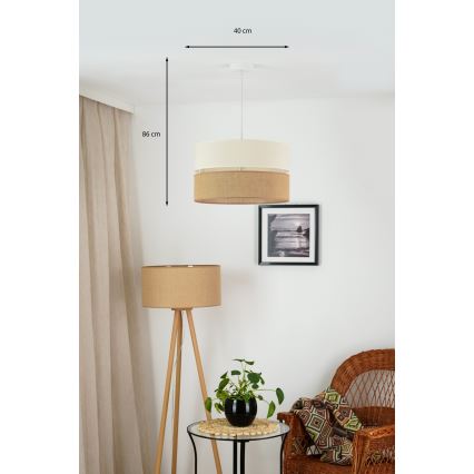 Brilagi - Candeeiro de teto suspenso ROYAL YUTE 1xE27/15W/230V diâmetro 40 cm bege/crème