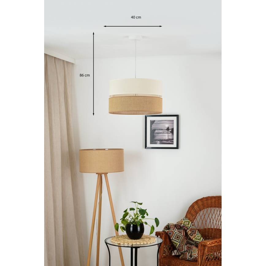Brilagi - Candeeiro de teto suspenso ROYAL YUTE 1xE27/15W/230V diâmetro 40 cm bege/crème