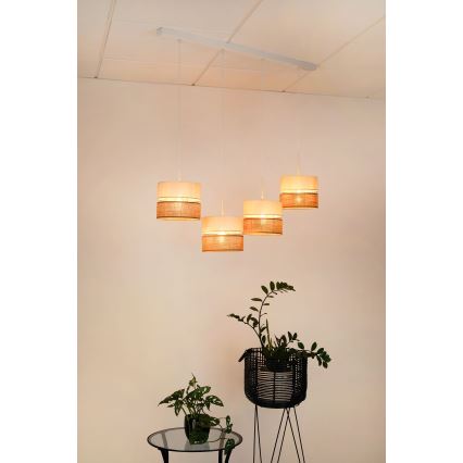 Brilagi - Candeeiro de teto suspenso ROYAL YUTE 4xE27/15W/230V bege/creme/branco