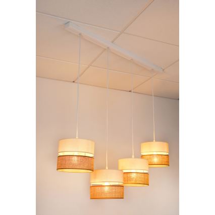 Brilagi - Candeeiro de teto suspenso ROYAL YUTE 4xE27/15W/230V bege/creme/branco