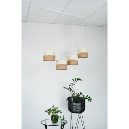Brilagi - Candeeiro de teto suspenso ROYAL YUTE 4xE27/15W/230V bege/creme/branco