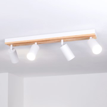 Brilagi - Candeeiro de teto SELE WOOD ACOUSTIC 4xGU10/30W/230V branco/madeira
