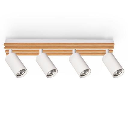 Brilagi - Candeeiro de teto SELE WOOD ACOUSTIC 4xGU10/30W/230V branco/madeira