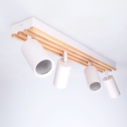 Brilagi - Candeeiro de teto SELE WOOD ACOUSTIC 4xGU10/30W/230V branco/madeira