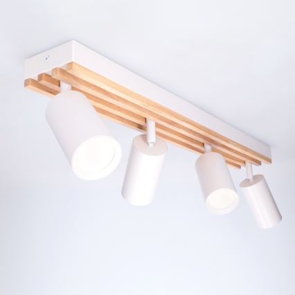 Brilagi - Candeeiro de teto SELE WOOD ACOUSTIC 4xGU10/30W/230V branco/madeira