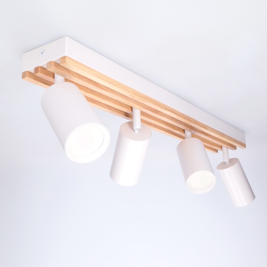 Brilagi - Candeeiro de teto SELE WOOD ACOUSTIC 4xGU10/30W/230V branco/madeira