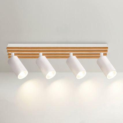 Brilagi - Candeeiro de teto SELE WOOD ACOUSTIC 4xGU10/30W/230V branco/madeira