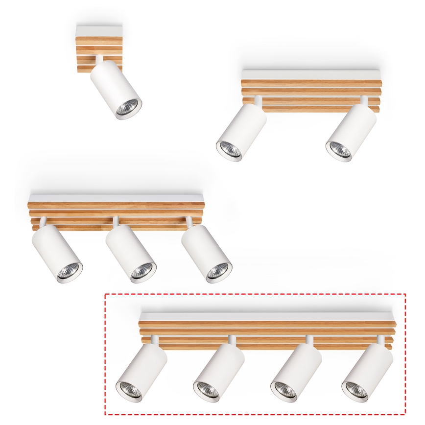Brilagi - Candeeiro de teto SELE WOOD ACOUSTIC 4xGU10/30W/230V branco/madeira