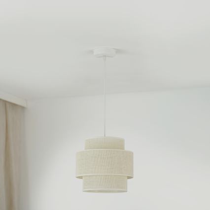 Brilagi - Candeeiro suspenso em cabo SPACE YUTE 1xE27/15W/230V diâmetro 25 cm creme/branco