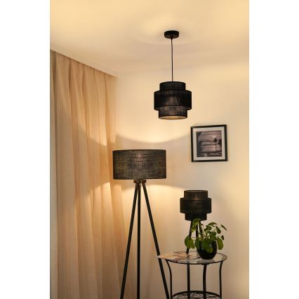 Brilagi - Candeeiro de teto suspenso SPACE YUTE 1xE27/15W/230V diâmetro 25 cm preto