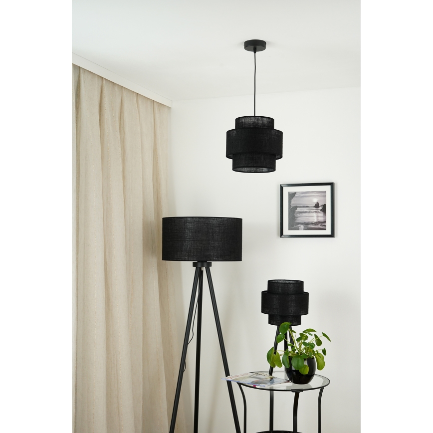 Brilagi - Candeeiro de teto suspenso SPACE YUTE 1xE27/15W/230V diâmetro 25 cm preto