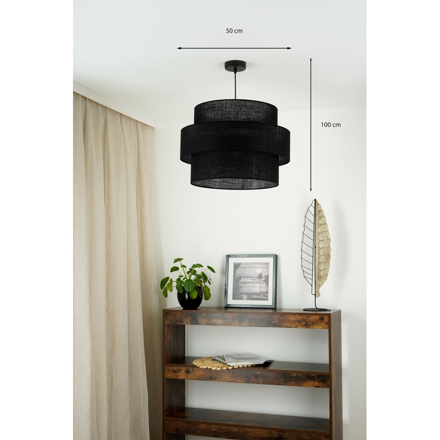 Brilagi - Candeeiro de teto suspenso SPACE YUTE 1xE27/15W/230V diâmetro 50 cm preto