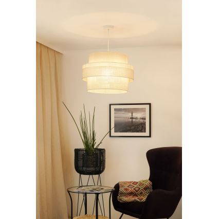 Brilagi - Candeeiro de teto suspenso SPACE YUTE 1xE27/15W/230V diâmetro 50 cm creme/branco