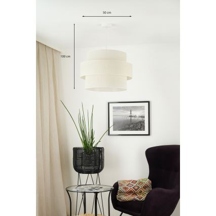 Brilagi - Candeeiro de teto suspenso SPACE YUTE 1xE27/15W/230V diâmetro 50 cm creme/branco
