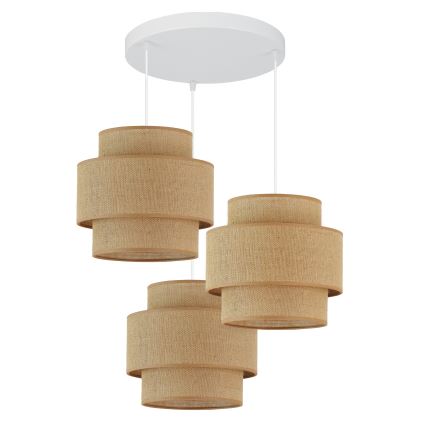 Brilagi - Candeeiro de teto suspenso SPACE YUTE 3xE27/15W/230V bege/branco