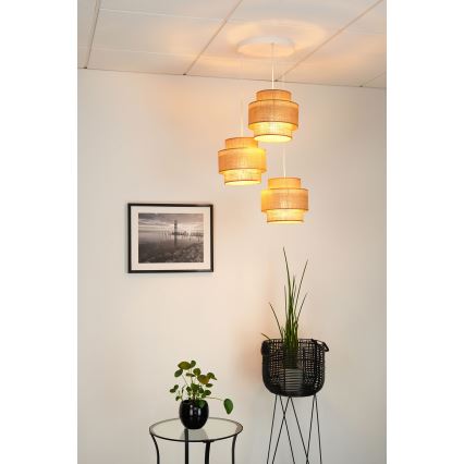 Brilagi - Candeeiro de teto suspenso SPACE YUTE 3xE27/15W/230V bege/branco