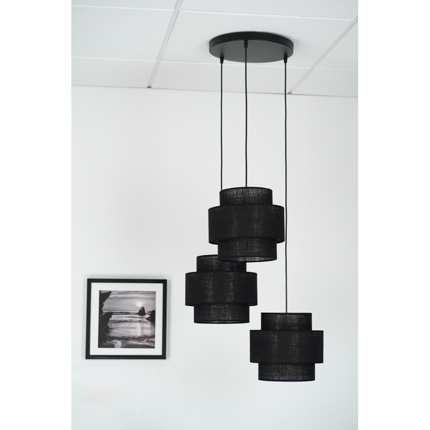 Brilagi - Candeeiro de teto suspenso SPACE YUTE 3xE27/15W/230V preto