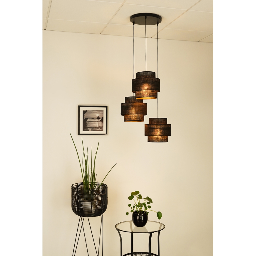 Brilagi - Candeeiro de teto suspenso SPACE YUTE 3xE27/15W/230V preto