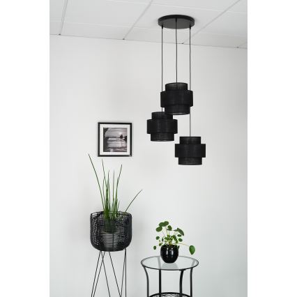 Brilagi - Candeeiro de teto suspenso SPACE YUTE 3xE27/15W/230V preto