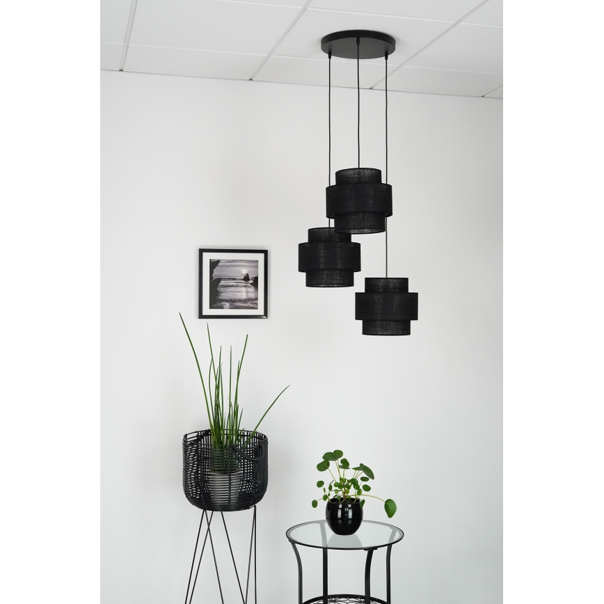 Brilagi - Candeeiro de teto suspenso SPACE YUTE 3xE27/15W/230V preto