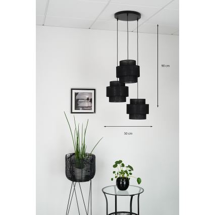 Brilagi - Candeeiro de teto suspenso SPACE YUTE 3xE27/15W/230V preto