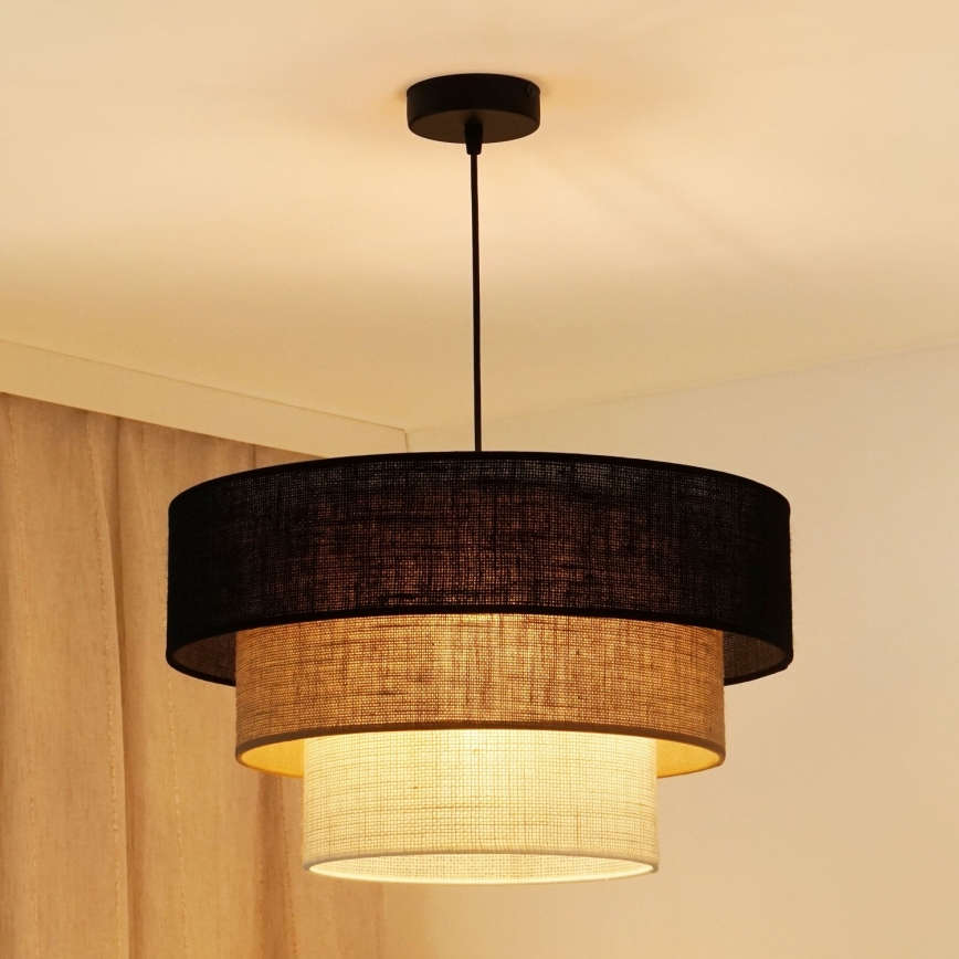 Brilagi - Candeeiro de teto suspenso ASPEN LUNETA 1xE27/15W/230V diâmetro 45 cm preto/bege/crème