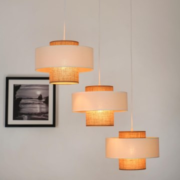 Brilagi - Candeeiro de teto suspenso DALLAS 3xE27/15W/230V castanho/crème/branco