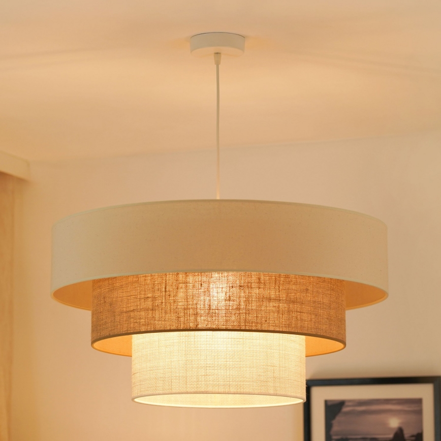 Brilagi - Candeeiro de teto suspenso DENVER LUNETA 1xE27/15W/230V diâmetro 60 cm bege/marrom/crème