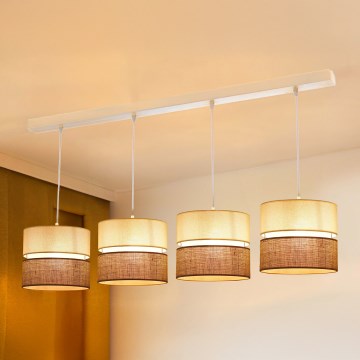 Brilagi - Candeeiro de teto suspenso ROYAL YUTE 4xE27/15W/230V bege/creme/branco