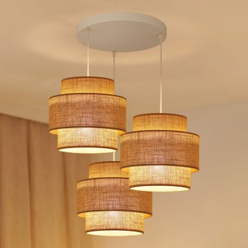 Brilagi - Candeeiro de teto suspenso SPACE YUTE 3xE27/15W/230V bege/branco