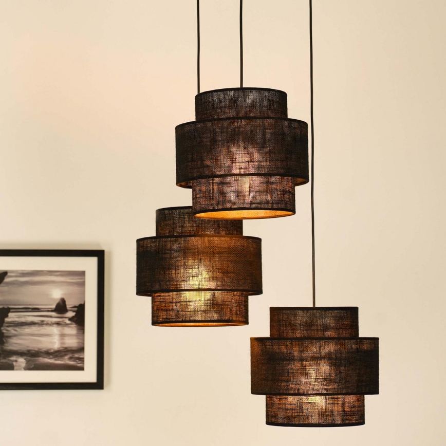 Brilagi - Candeeiro de teto suspenso SPACE YUTE 3xE27/15W/230V preto