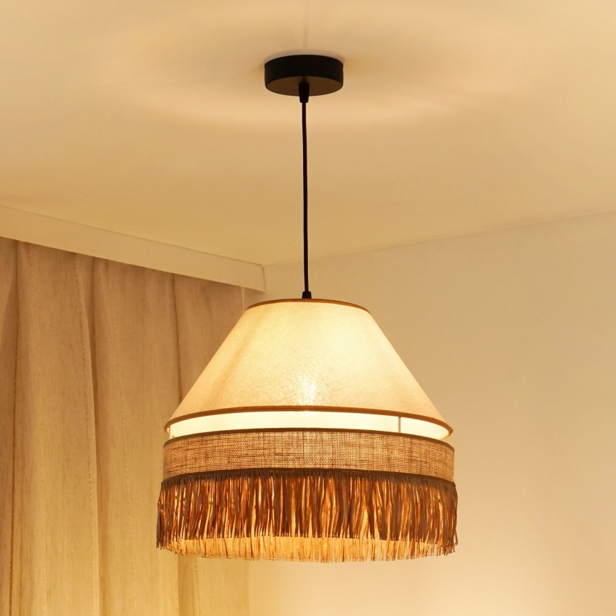 Brilagi - Candeeiro de teto suspenso WINNETOU AVIGNION 1xE27/15W/230V diâmetro 35 cm castanho/crème