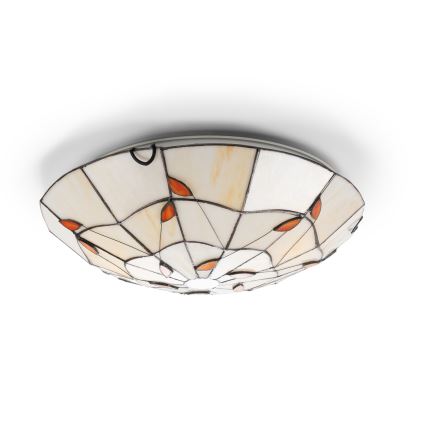 Brilagi - Candeeiro de teto Tiffany em vitral FOLIA, 2xE27/60W/230V, diâmetro 40 cm