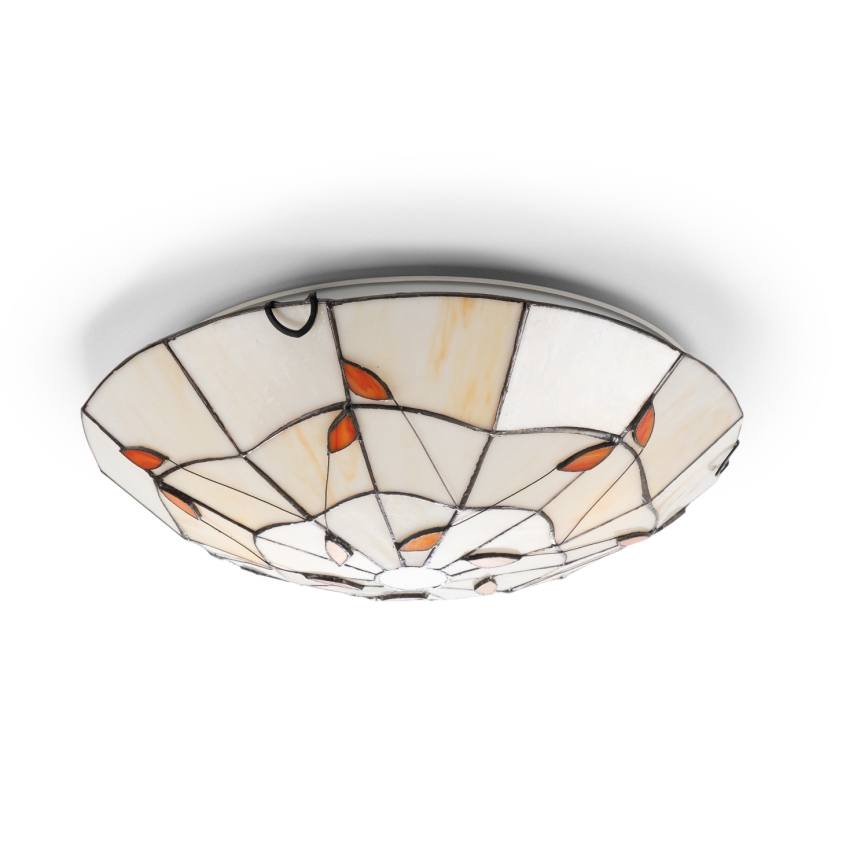 Brilagi - Candeeiro de teto Tiffany em vitral FOLIA, 2xE27/60W/230V, diâmetro 40 cm
