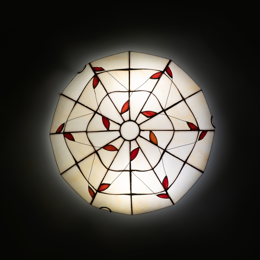 Brilagi - Candeeiro de teto Tiffany em vitral FOLIA, 2xE27/60W/230V, diâmetro 40 cm