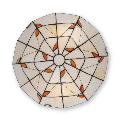 Brilagi - Candeeiro de teto Tiffany em vitral FOLIA, 2xE27/60W/230V, diâmetro 40 cm